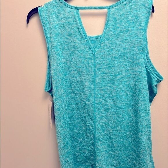 ID IDEOLOGY Women'Essentials Heathered Keyhole-Back Tank Top shirt tropical surf - Picture 10 of 13